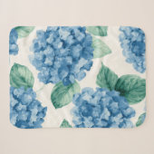 Couverture Sherpa Hydrangea Bleus Aquarelle Florale Botanique Florai (Devant (Horizontal))