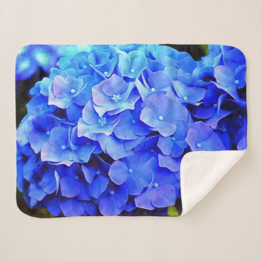 Couverture Sherpa Hydrangea Blues (Devant (Horizontal))