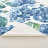 Couverture Sherpa Hydrangea Blues | Fleurs à motif de fleurs aquarel (3/4)