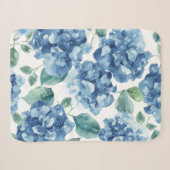 Couverture Sherpa Hydrangea Blues | Fleurs à motif de fleurs aquarel (Devant (Horizontal))