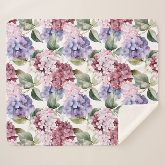 Couverture Sherpa Hydrangée aquarelle (Devant (Horizontal))