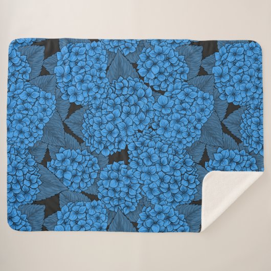 Couverture Sherpa Hydrangée bleue (Devant (Horizontal))