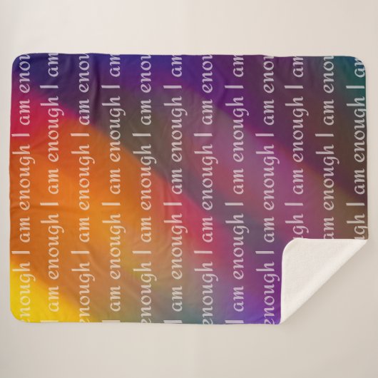 Couverture Sherpa I Am Enough Rainbow Affirmation Pattern Design (Devant (Horizontal))