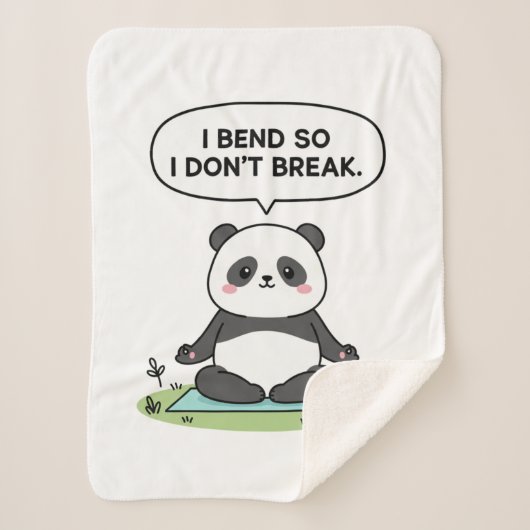Couverture Sherpa “I Bend So I Don’t Break” panda design (Devant)