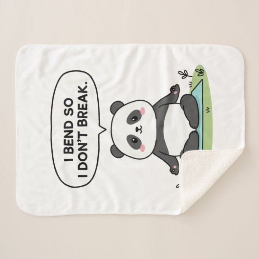 Couverture Sherpa “I Bend So I Don’t Break” panda design (Devant (Horizontal))