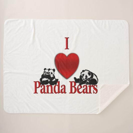 Couverture Sherpa I Heart Panda Bears (Devant (Horizontal))