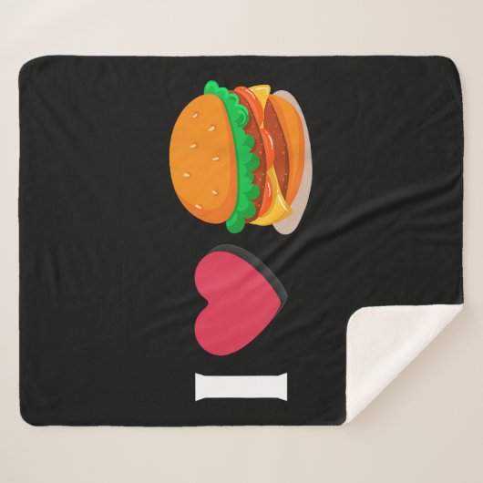 Couverture Sherpa I Love Burger Cheeseburger Manger malsain (Devant (Horizontal))