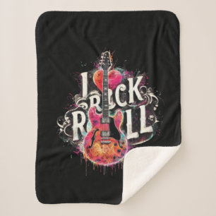Couverture Sherpa I Love Rock N Roll Guitare Électrique Peinture