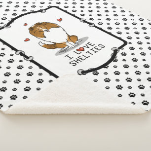 Couverture Sherpa I Love Shelts (sable 2) Shetland Sheepdogs mignonn