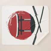 Couverture Sherpa Icône d'épée Samurai avec dessin animé de la porte (Devant (Horizontal))