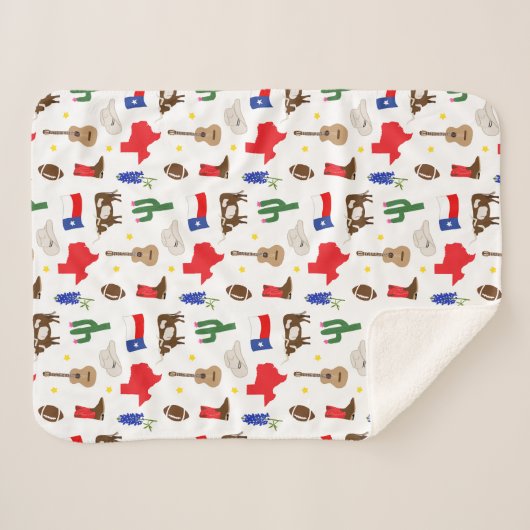 Couverture Sherpa Icônes du Texas (Devant (Horizontal))