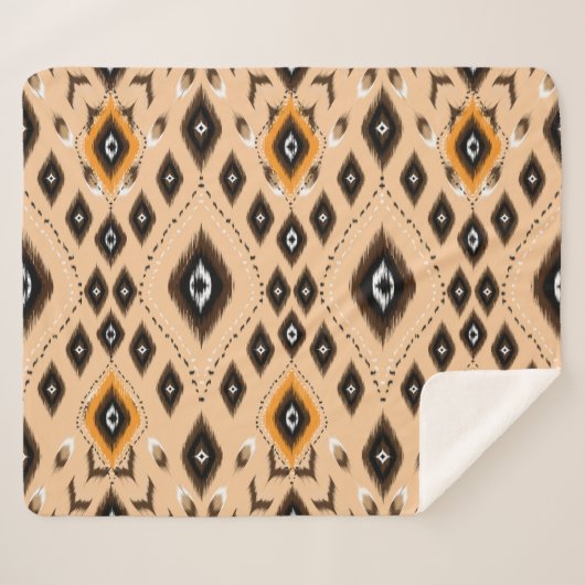 Couverture Sherpa Ikat Ethnic Geometry Folklore Motif (Devant (Horizontal))