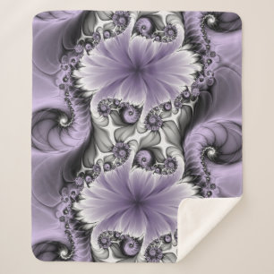 Couverture Sherpa Illusion de lilas Art floral abstrait fractal Fant