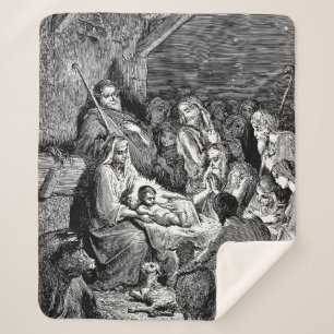 Couverture Sherpa Illustrated Christmas Nativity Scene