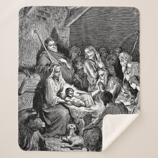 Couverture Sherpa Illustrated Christmas Nativity Scene (Devant)