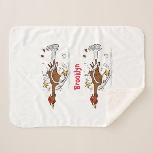 Couverture Sherpa Illustration amusante de poulet cool (Devant (Horizontal))