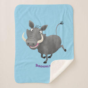 Couverture Sherpa Illustration amusante d'un cochon de phacochère af
