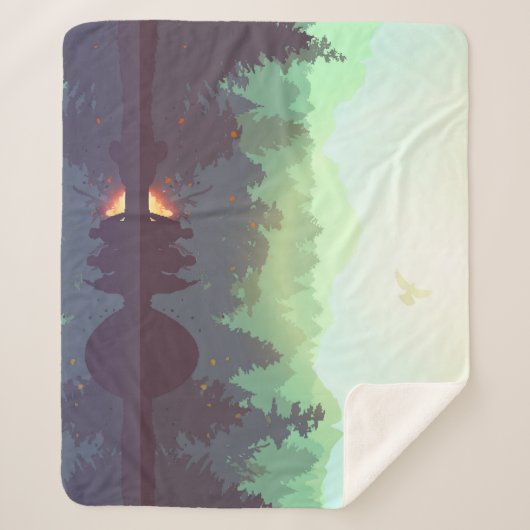 Couverture Sherpa Illustration Camping Adventure Forest Mountain (Devant)