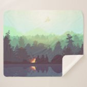 Couverture Sherpa Illustration Camping Adventure Forest Mountain (Devant (Horizontal))