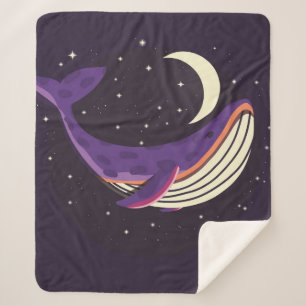 Couverture Sherpa Illustration colorée portrait de la baleine mignon