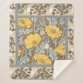 Couverture Sherpa illustration d'art pavot fleur jaune (Devant)