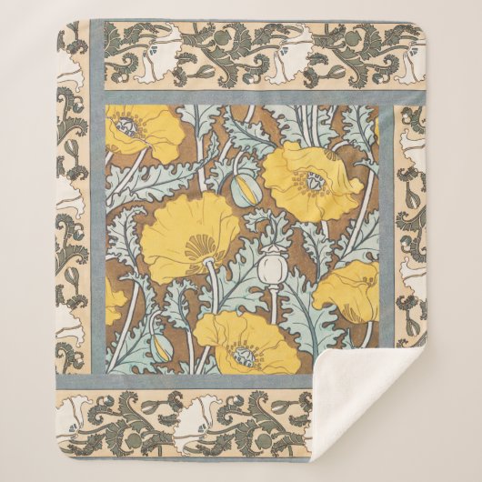 Couverture Sherpa illustration d'art pavot fleur jaune (Devant)