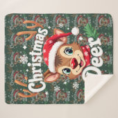 Couverture Sherpa Illustration de cerf de Noël mignon (Devant (Horizontal))