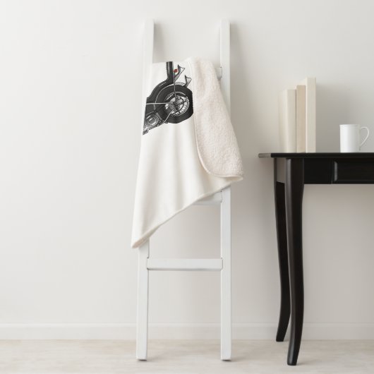 Couverture Sherpa Illustration de Chopper Motorcycle 1950 (En situation)