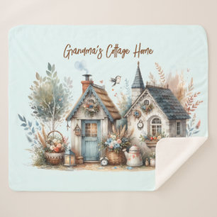 Couverture Sherpa Illustration de Cottages Haven Floral Homes