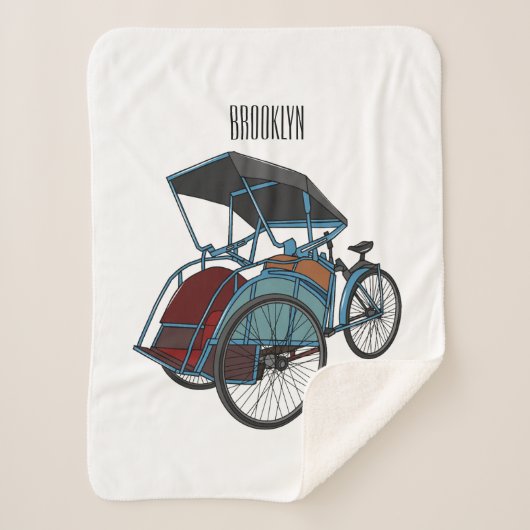 Couverture Sherpa Illustration de cyclo-pousse (Devant)