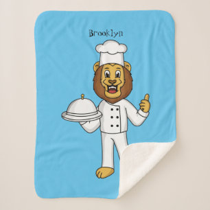 Couverture Sherpa Illustration de dessin animé d'un lion mignon chef