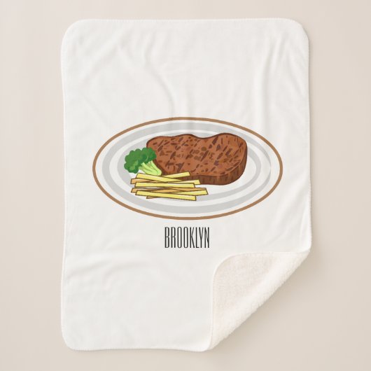 Couverture Sherpa Illustration de dessin de steak (Devant)