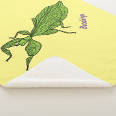 Couverture Sherpa Illustration de dessin d'insecte des feuilles vert (3/4)