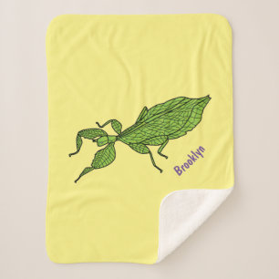 Couverture Sherpa Illustration de dessin d'insecte des feuilles vert