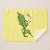 Couverture Sherpa Illustration de dessin d'insecte des feuilles vert (Devant (Horizontal))