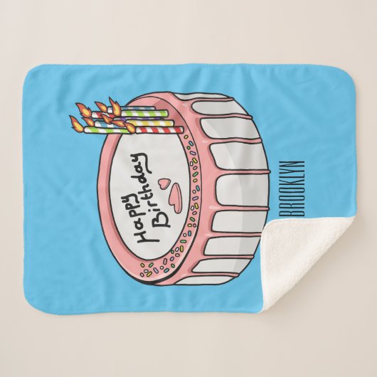 Couverture Sherpa Illustration de gâteau d'anniversaire (Devant (Horizontal))