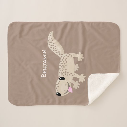 Couverture Sherpa Illustration de gecko tan tan mignon (Devant (Horizontal))