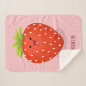 Couverture Sherpa Illustration de la fraise Cute kawaii (Devant (Horizontal))