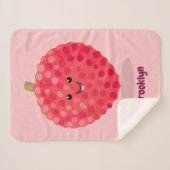 Couverture Sherpa Illustration de litchee rose mignon (Devant (Horizontal))