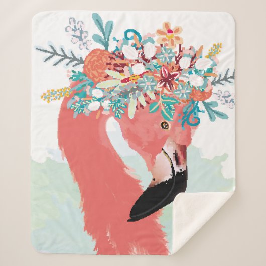 Couverture Sherpa Illustration de mode avec flamants roses dessinés (Devant)