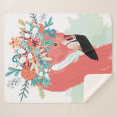 Couverture Sherpa Illustration de mode avec flamants roses dessinés (Devant (Horizontal))