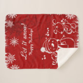 Couverture Sherpa Illustration De Noël Rouge Et Blanc (Devant (Horizontal))