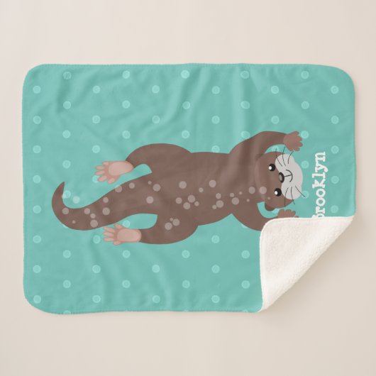 Couverture Sherpa Illustration de plongée de loutre mignonne (Devant (Horizontal))