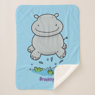 Couverture Sherpa Illustration de saut en hippo mignon