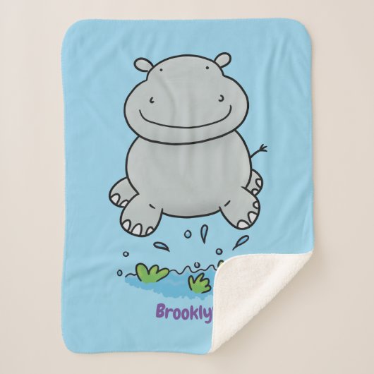 Couverture Sherpa Illustration de saut en hippo mignon (Devant)