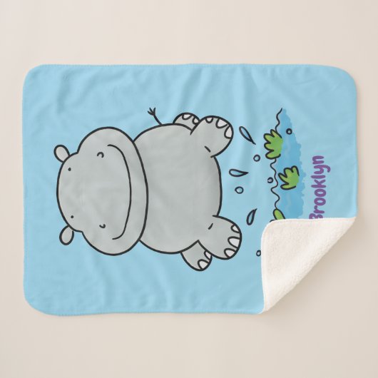 Couverture Sherpa Illustration de saut en hippo mignon (Devant (Horizontal))