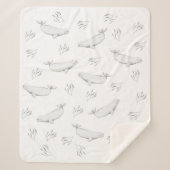 Couverture Sherpa Illustration Délicate Des Baleines Beluga Et Des M (Devant)