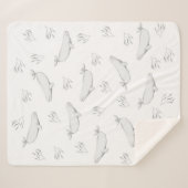 Couverture Sherpa Illustration Délicate Des Baleines Beluga Et Des M (Devant (Horizontal))