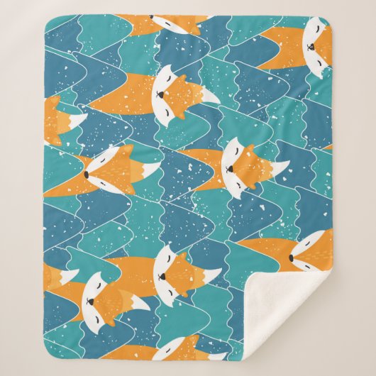 Couverture Sherpa Illustration des renards Vintages mignons (Devant)