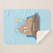 Couverture Sherpa Illustration drôle de morse joyeux (Devant (Horizontal))